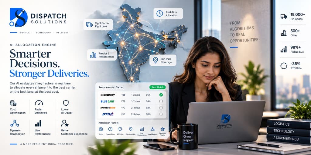 AI allocation engine recommending the best courier on the India network in real time