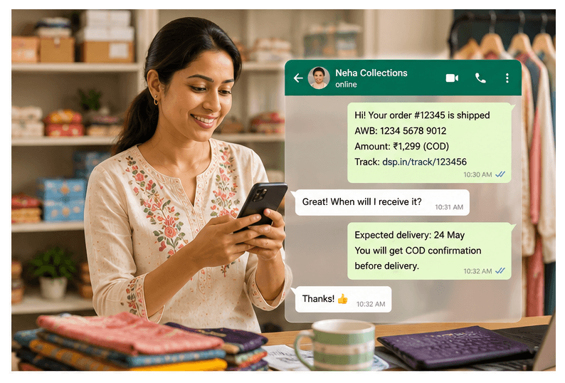 Social seller tracking COD orders and WhatsApp buyer updates