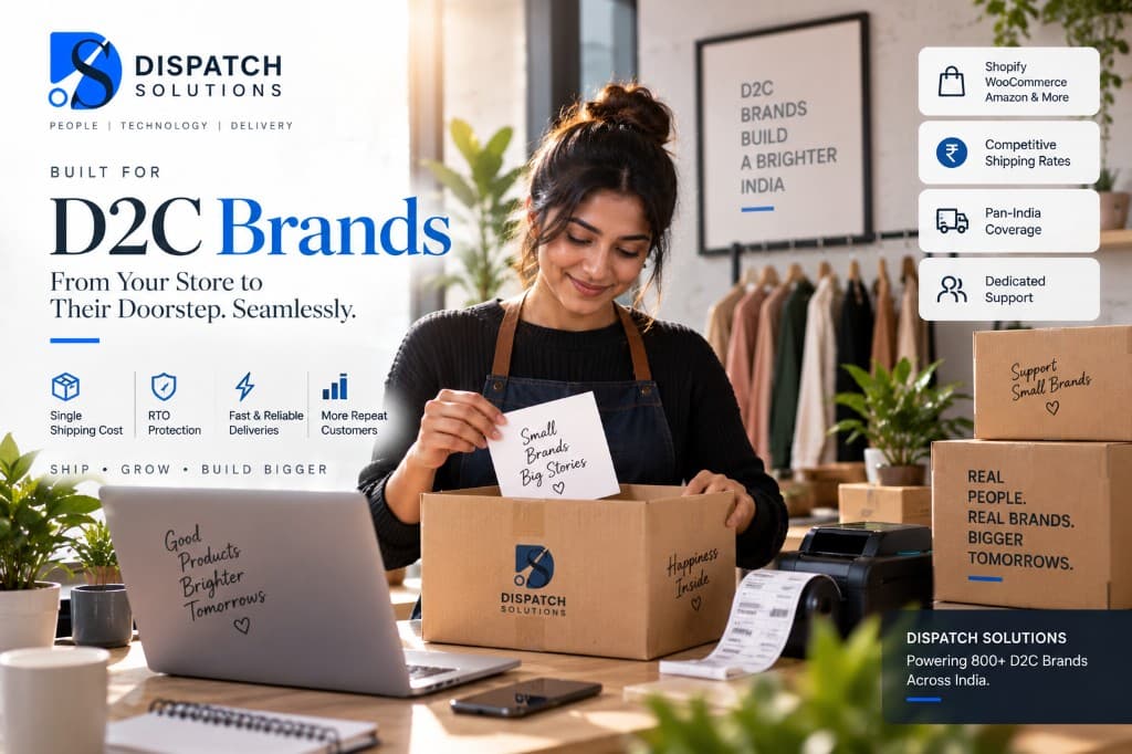 D2C founder packing Dispatch Solutions branded orders from store to doorstep