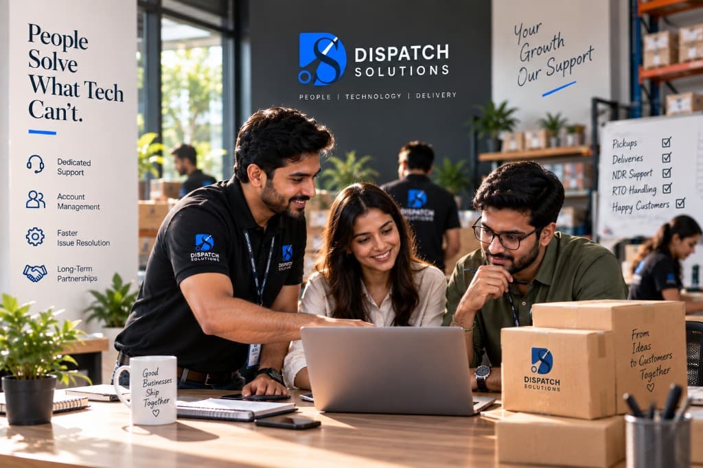 Dispatch account managers resolving pickups, NDR, and RTO with a merchant