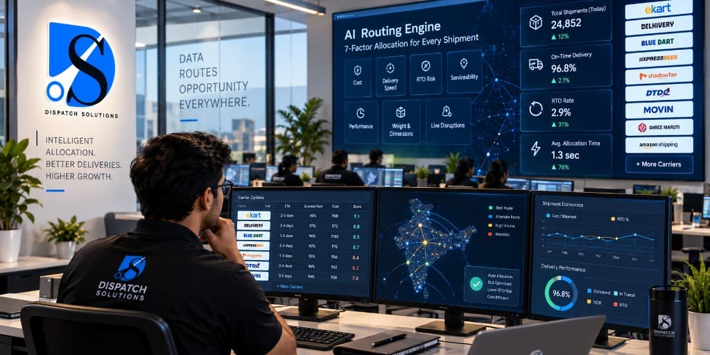AI routing engine scoring every shipment on seven factors across Indian courier partners